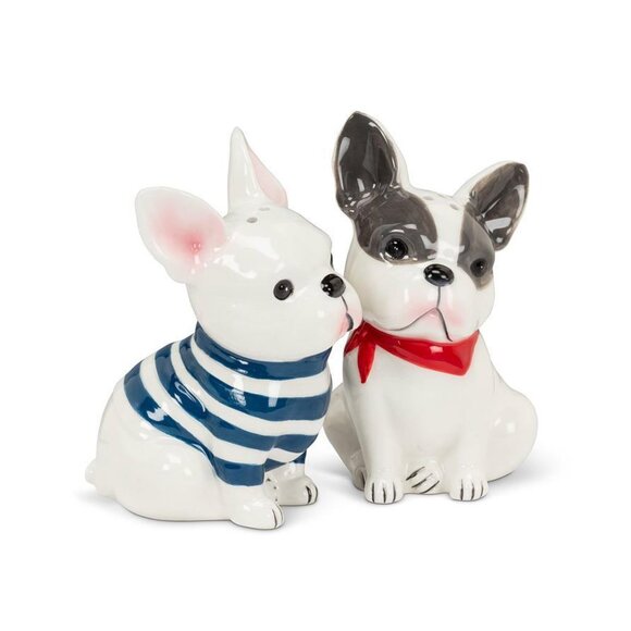 (Set of x2) French Bulldog Ceramic Salt & Pepper Shakers - Picture 2 of 6